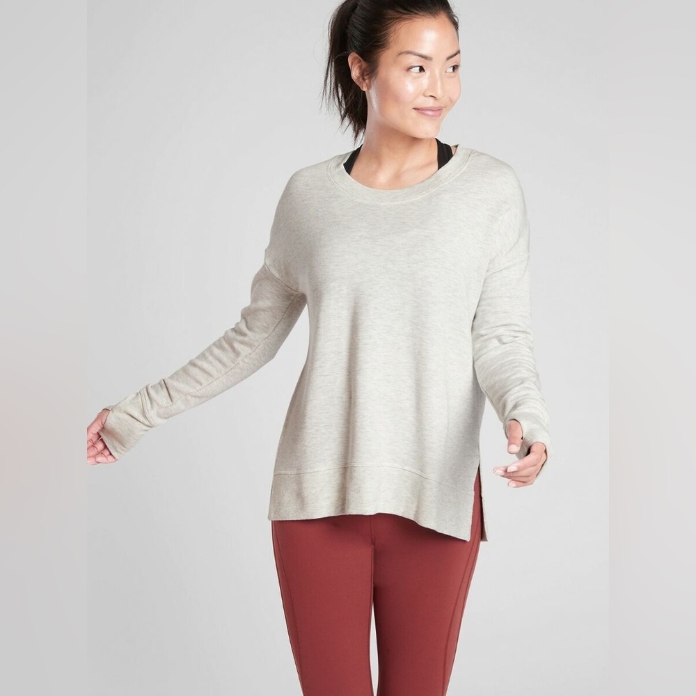 Athleta Women's Coaster Luxe Sweatshirt with thumbholes - Gray - Size XS